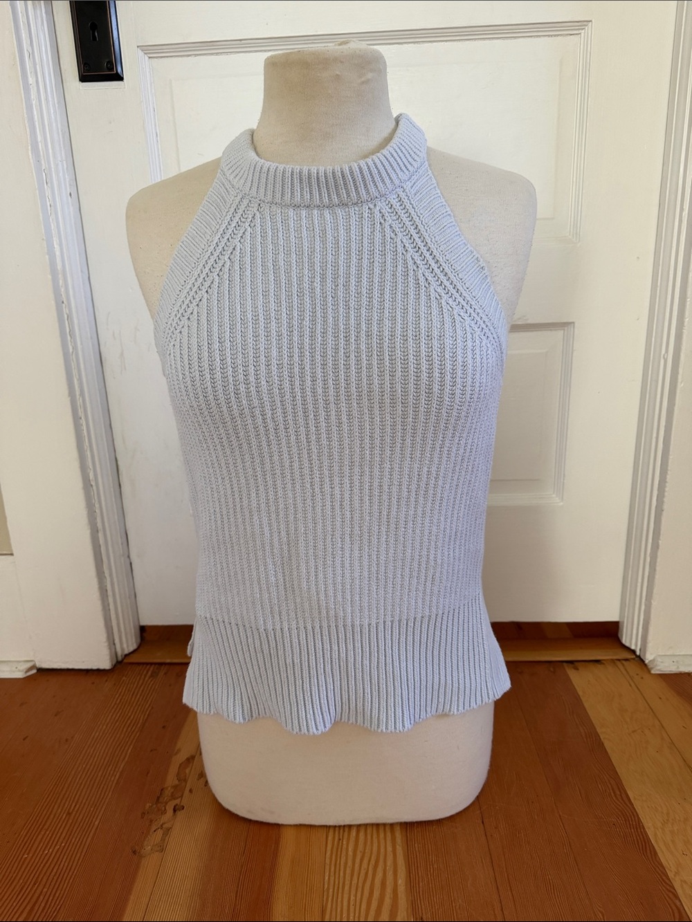 Marine Layer Cotton Cashmere Blend Light Blue Sleeveless Sweater Small